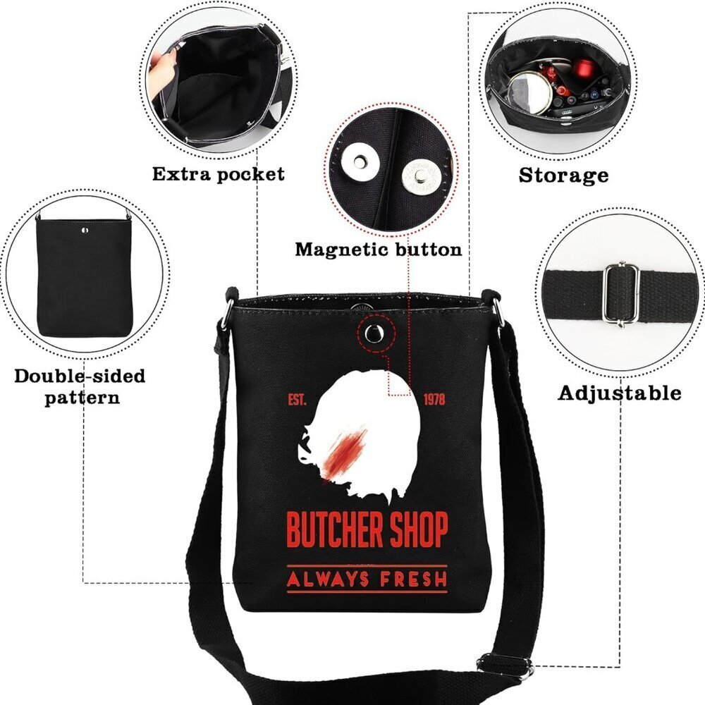Horror TV Show Inspired Butcher Shop Crossbody Bag Unisex Gift - Picture 3 of 7